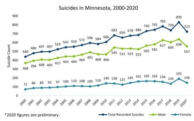 Número de suicidios en Minnesota