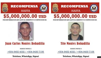 EEUU ofrece $15 millones por información sobre familia de tres hondureñostres hondureños acusados de narcotráfico