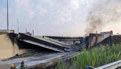 Se derrumba sección de autopista en Filadelfia tras incendio de vehículo